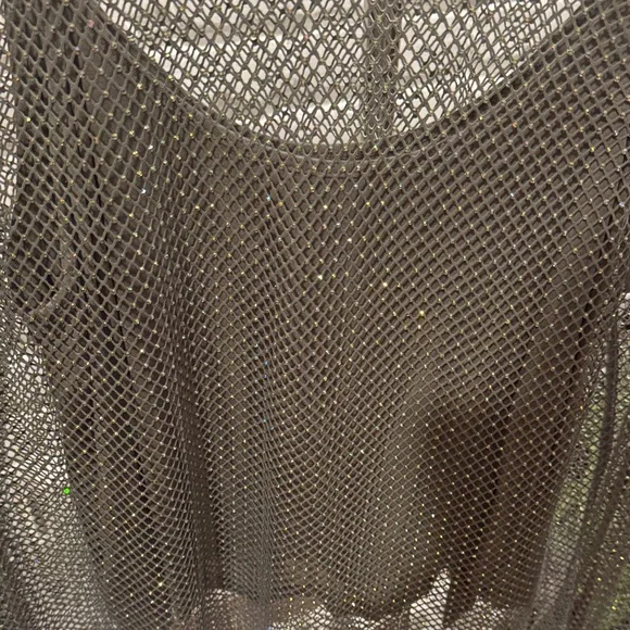 Anthropologie/ Sunday in Brooklyn Silver Beaded Fishnet Top - Picture 5 of 5
